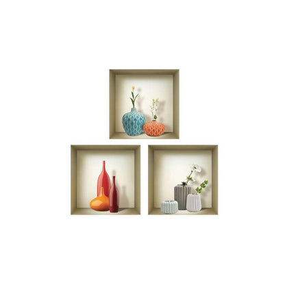 Set of Three Liv Faux Niche 3D Peel and Stick Wall Decals