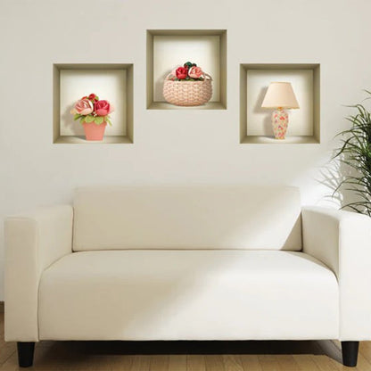 Set of Three Lil Faux Niche 3D Peel and Stick Wall Decals
