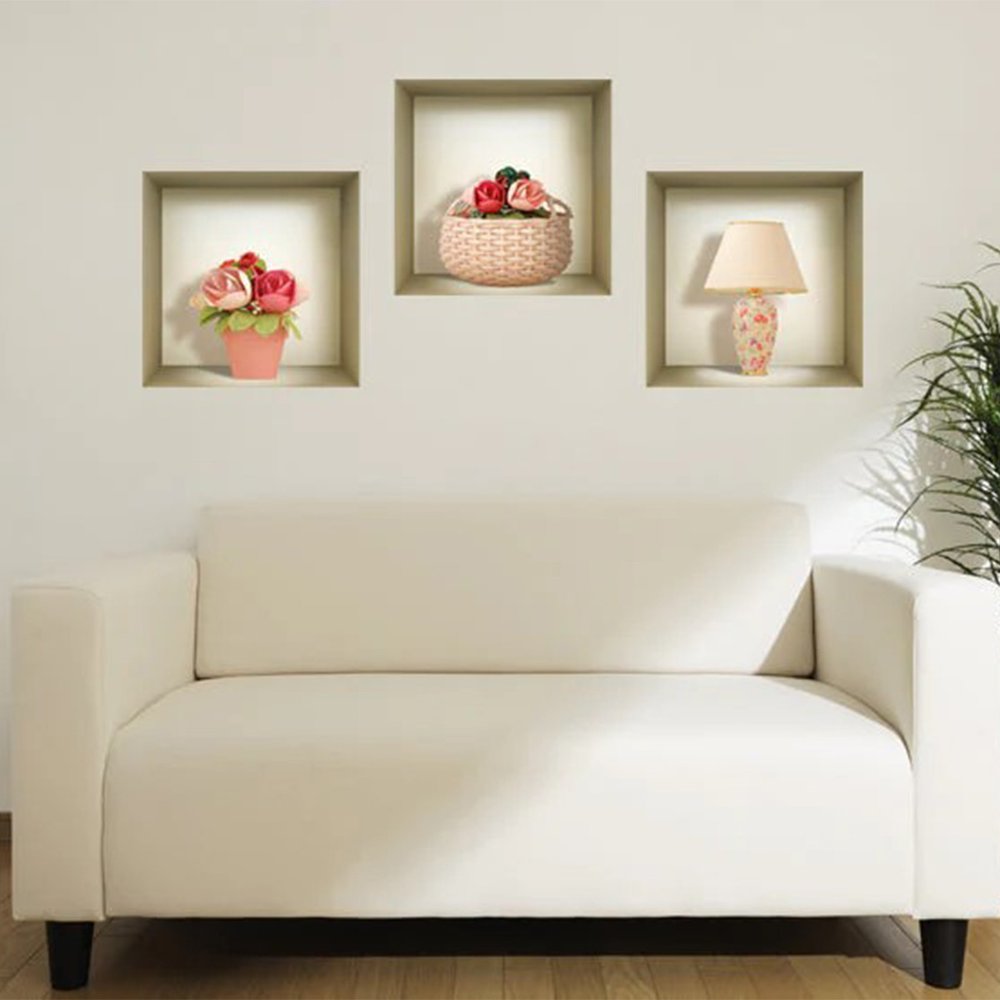 Set of Three Leo Faux Niche 3D Peel and Stick Wall Decals