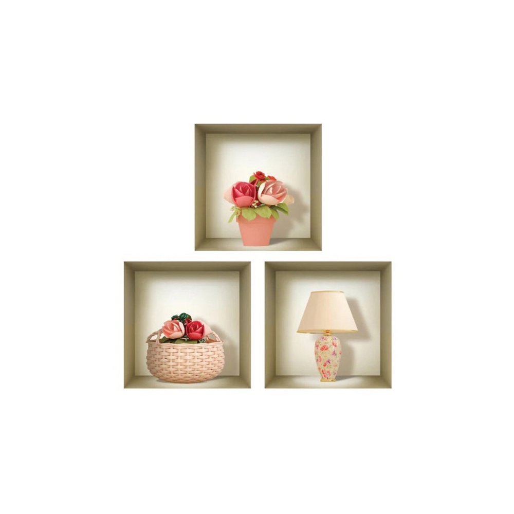 Set of Three Leo Faux Niche 3D Peel and Stick Wall Decals