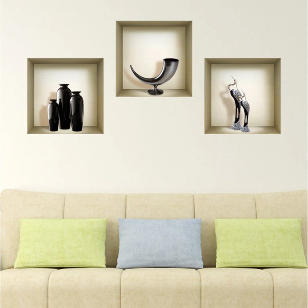 Set of Three Max Faux Niche 3D Peel and Stick Wall Decals