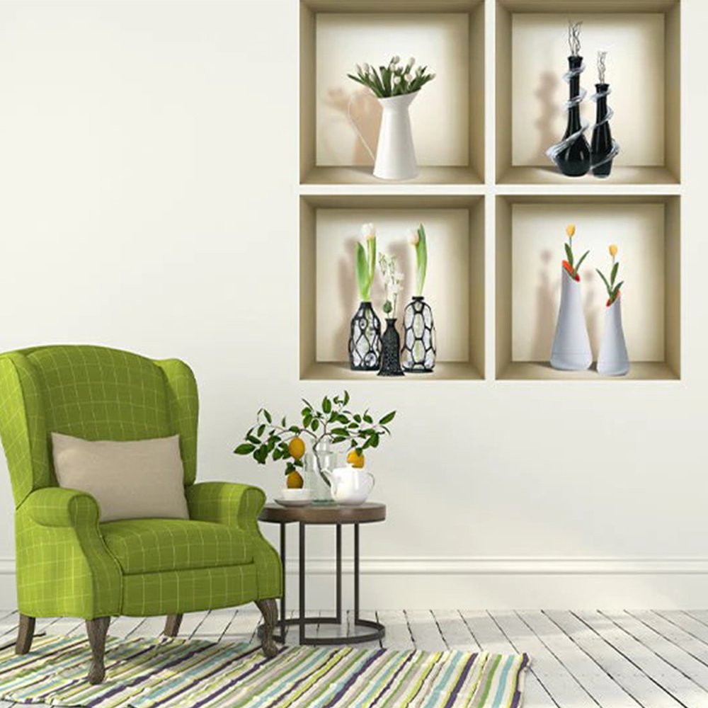 Set of Four Ivy Faux Niche 3D Peel and Stick Wall Decals