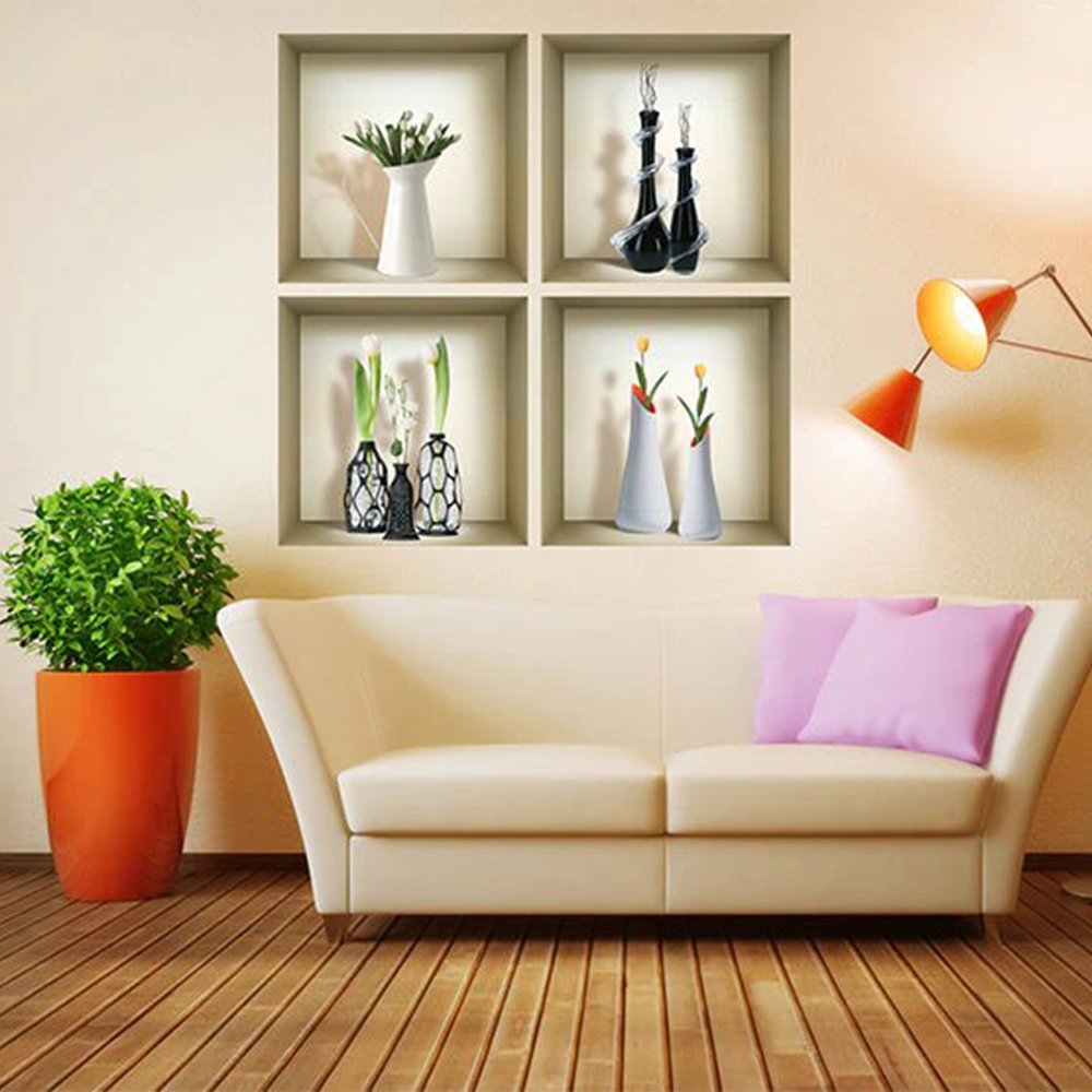 Set of Four Ivy Faux Niche 3D Peel and Stick Wall Decals