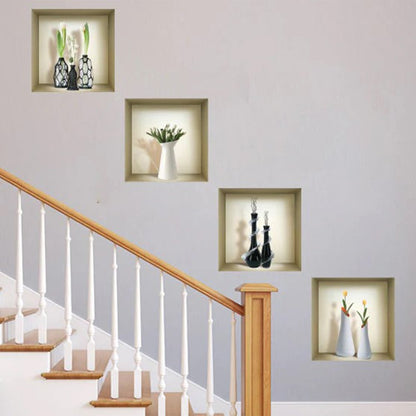 Set of Four Ari Faux Niche 3D Peel and Stick Wall Decals