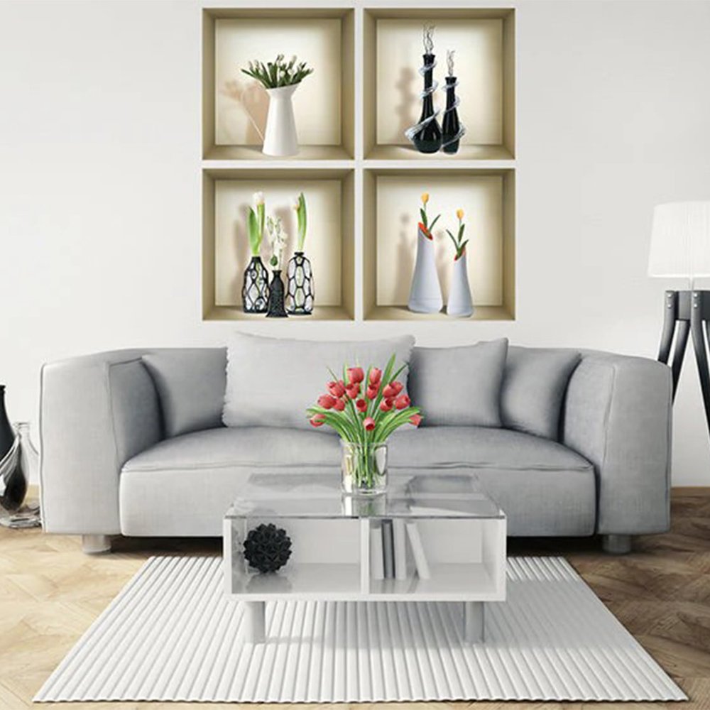 Set of Four Ari Faux Niche 3D Peel and Stick Wall Decals