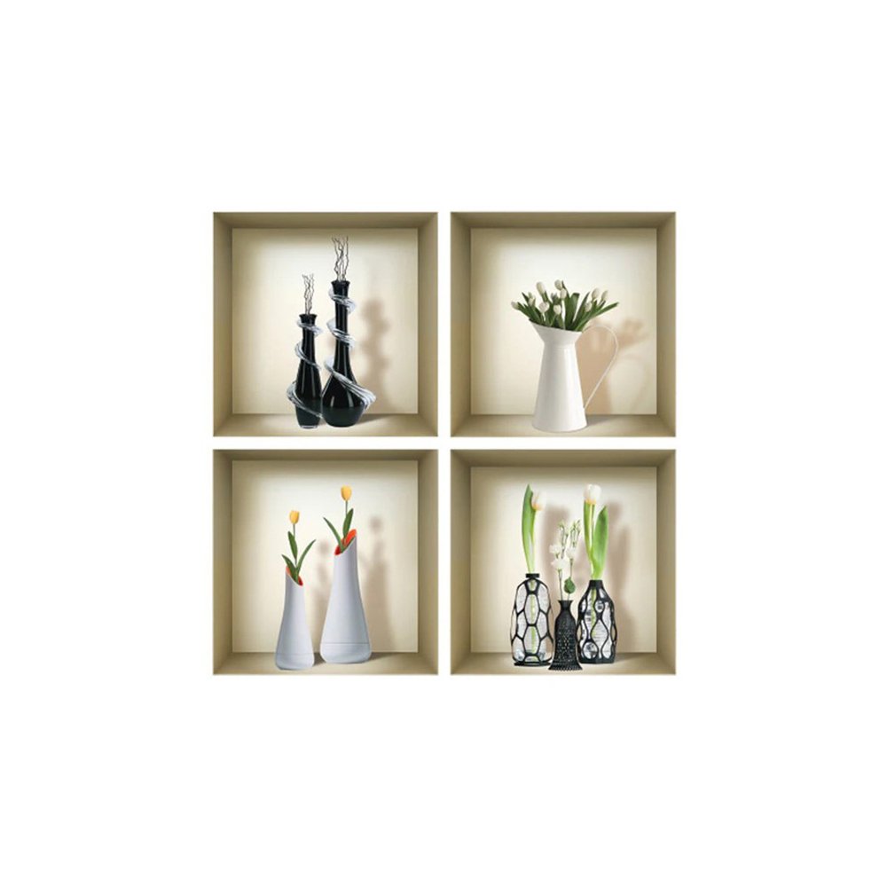 Set of Four jay Faux Niche 3D Peel and Stick Wall Decals