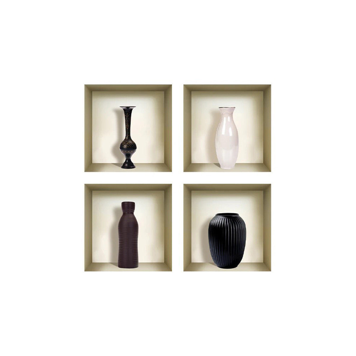 Set of Four Rio Faux Niche 3D Peel and Stick Wall Decals