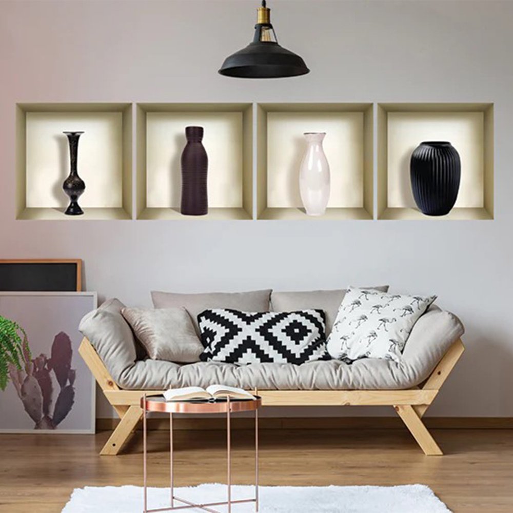 Set of Four Rio Faux Niche 3D Peel and Stick Wall Decals