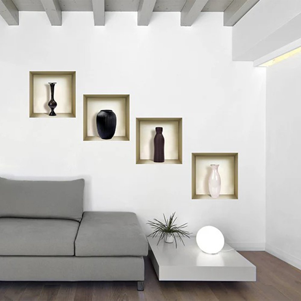 Set of Four Mac Faux Niche 3D Peel and Stick Wall Decals