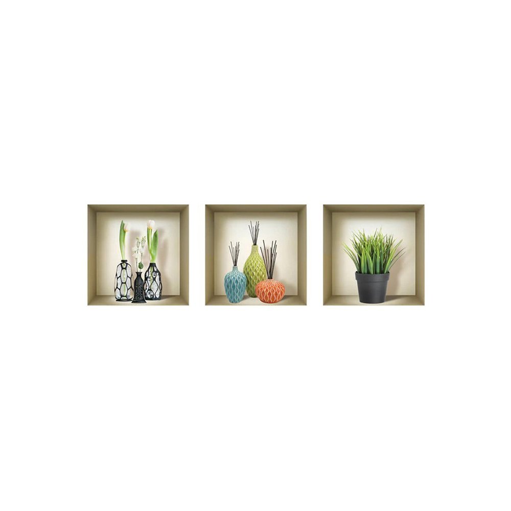 Set of Three Nia Faux Niche 3D Peel and Stick Wall Decals