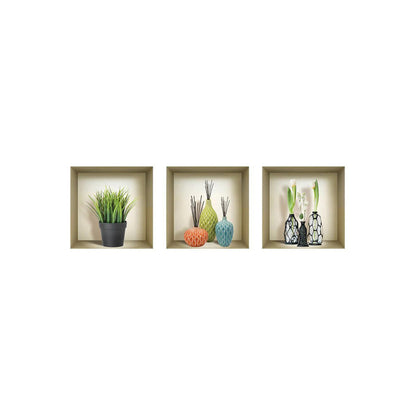 Set of Three Joy Faux Niche 3D Peel and Stick Wall Decals
