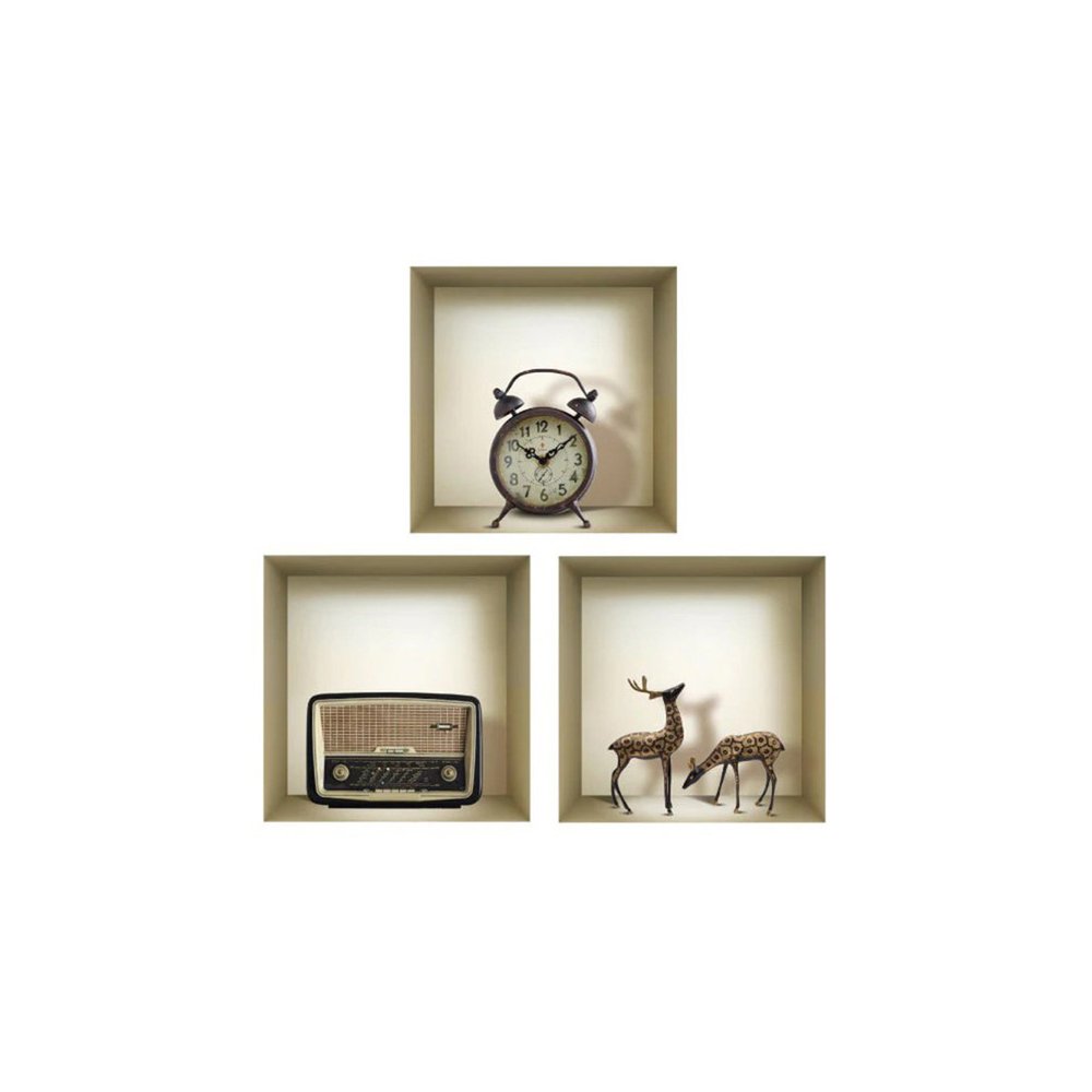 Set of Three Sky Faux Niche 3D Peel and Stick Wall Decals