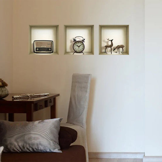 Set of Three Sky Faux Niche 3D Peel and Stick Wall Decals