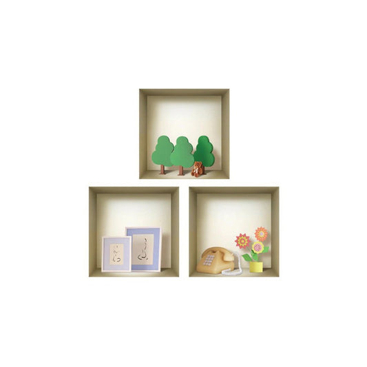 Set of Three Pia Faux Niche 3D Square Peel and Stick Wall Decals
