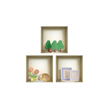 Set of Three Ash Faux Niche 3D Peel and Stick Wall Decals