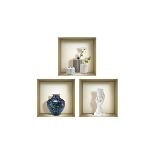 Set of Three Gio Faux Niche 3D Peel and Stick Wall Decals