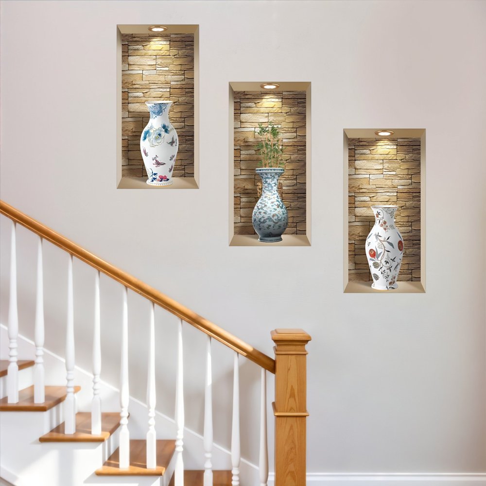 Set of Three Tia Faux Niche 3D Peel and Stick Wall Decals