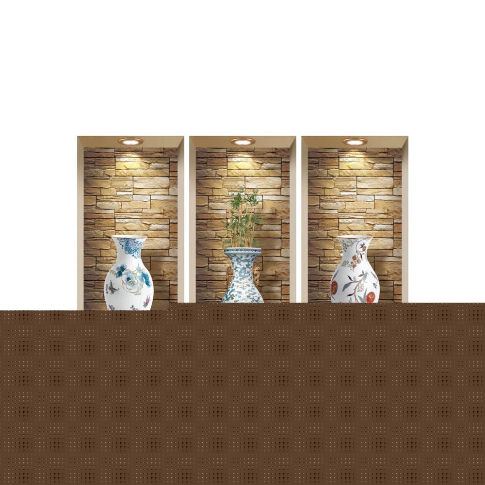 Set of Three Lea Faux Niche 3D Peel and Stick Wall Decals