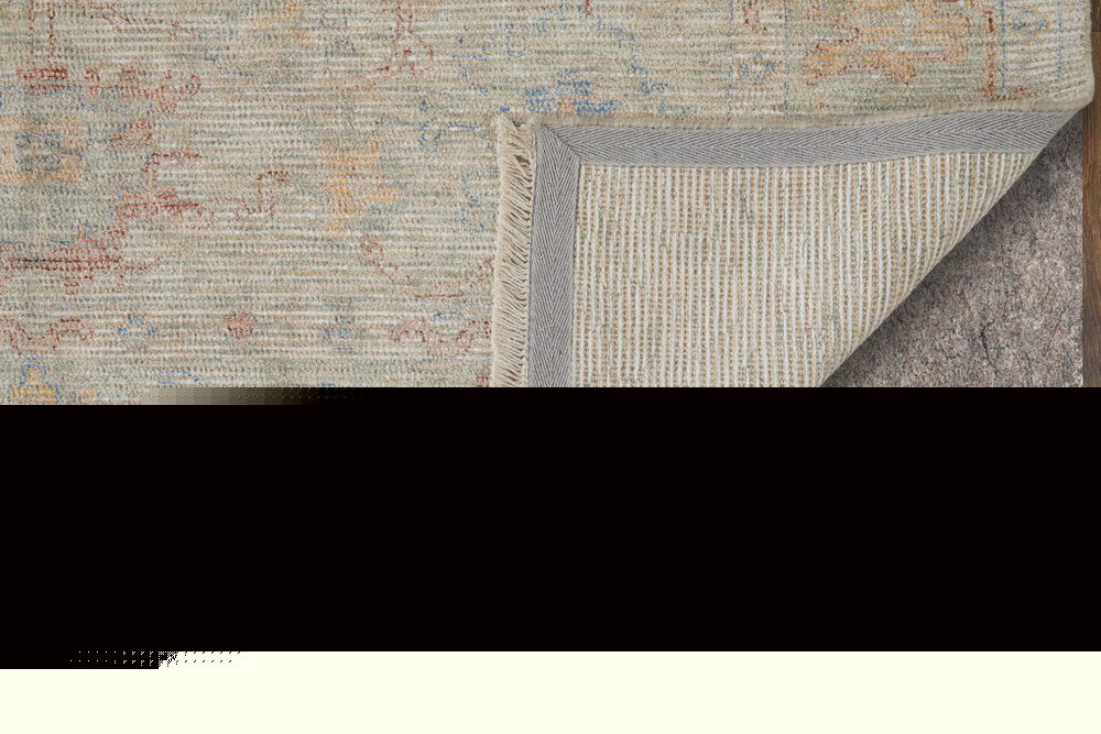 4' X 6' Tan Brown and Blue Floral Hand Woven Distressed Area Rug With Fringe