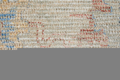 4' X 6' Tan Brown and Blue Floral Hand Woven Distressed Area Rug With Fringe