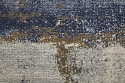 5' X 8' Ivory Blue and Brown Abstract Power Loom Area Rug