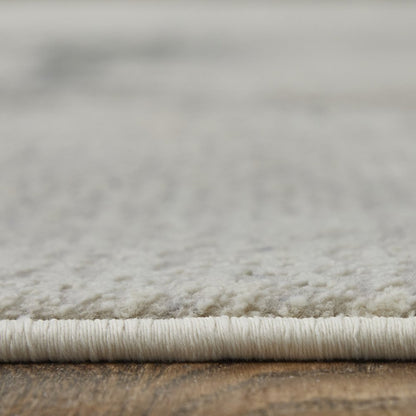 9' X 12' Ivory Blue and Brown Abstract Power Loom Area Rug