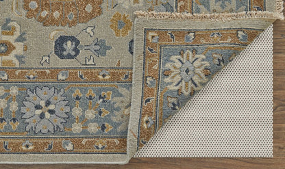 2' X 3' Gray and Brown Wool Oriental Hand Knotted Area Rug With Fringe