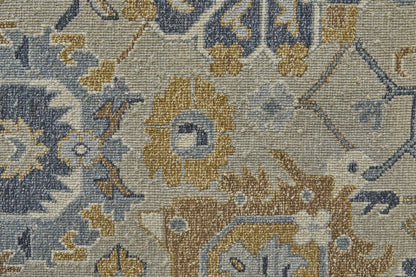 2' X 3' Gray and Brown Wool Oriental Hand Knotted Area Rug With Fringe