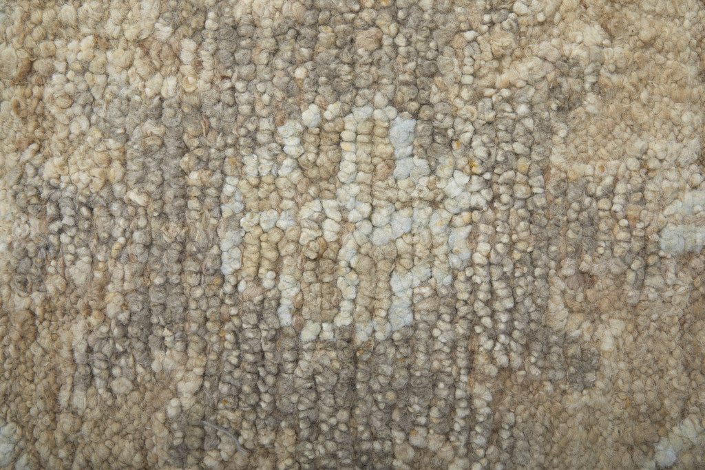 8' X 10' Tan and Ivory Wool Floral Hand Knotted Area Rug