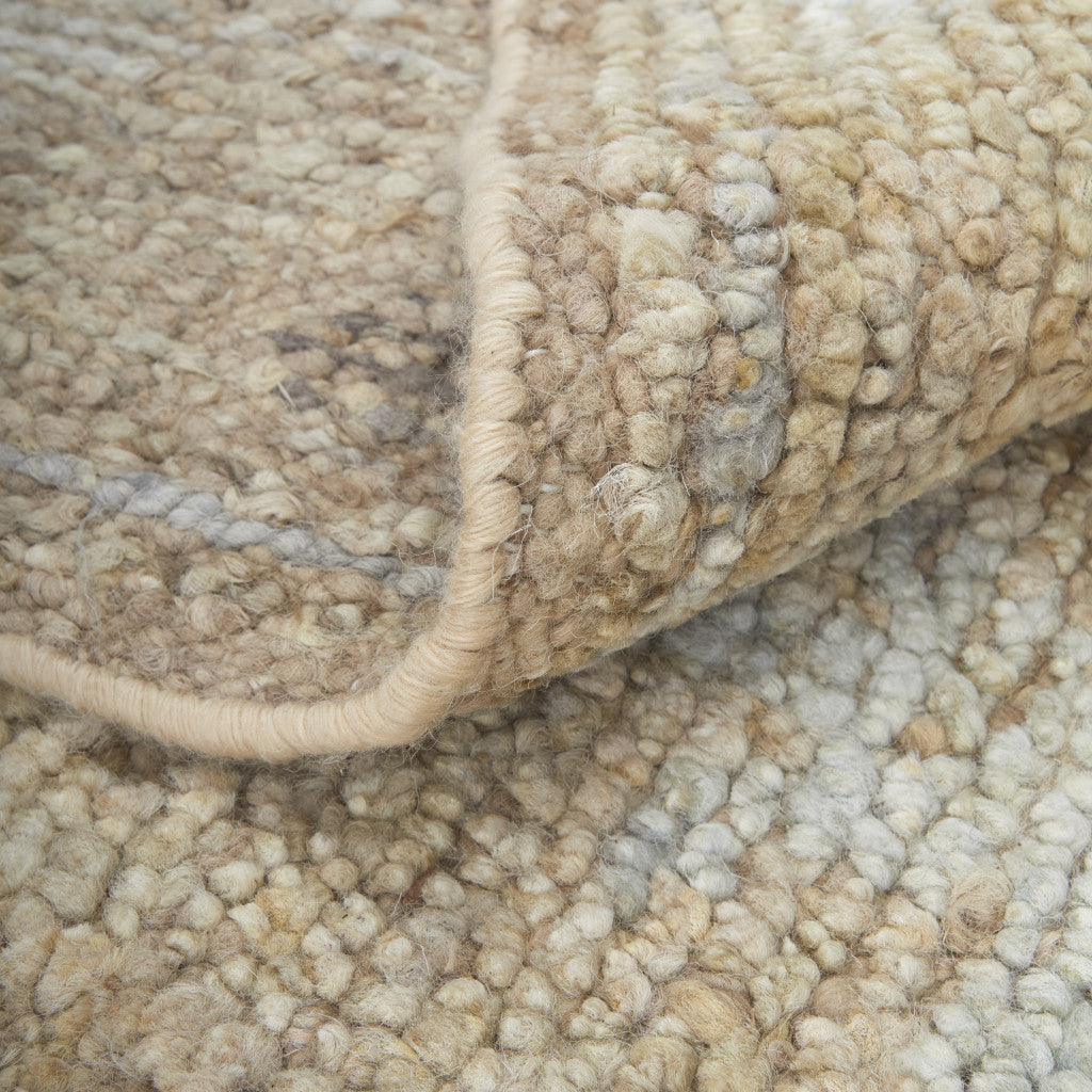 8' X 10' Tan and Ivory Wool Floral Hand Knotted Area Rug