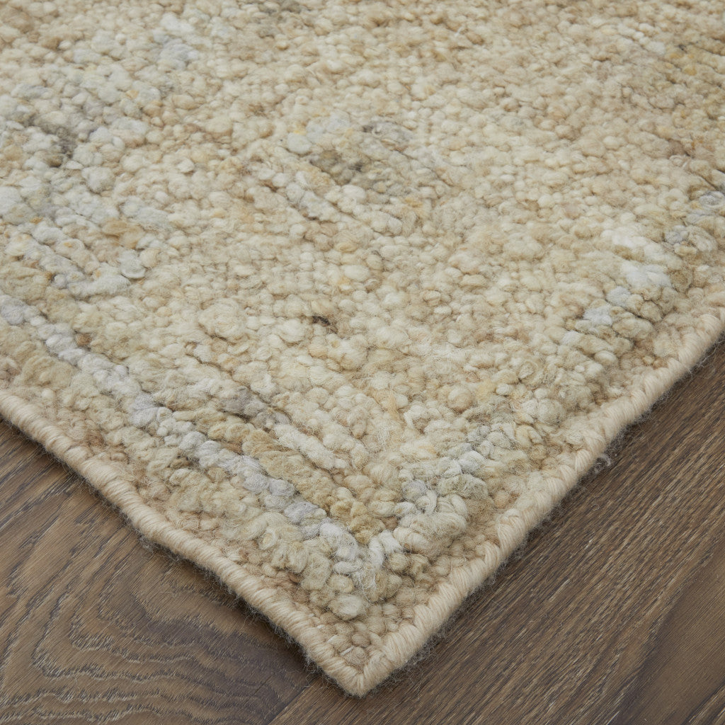 8' X 10' Tan and Ivory Wool Floral Hand Knotted Area Rug