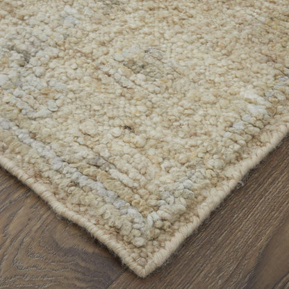 9' X 13' Tan and Ivory Wool Floral Hand Knotted Area Rug