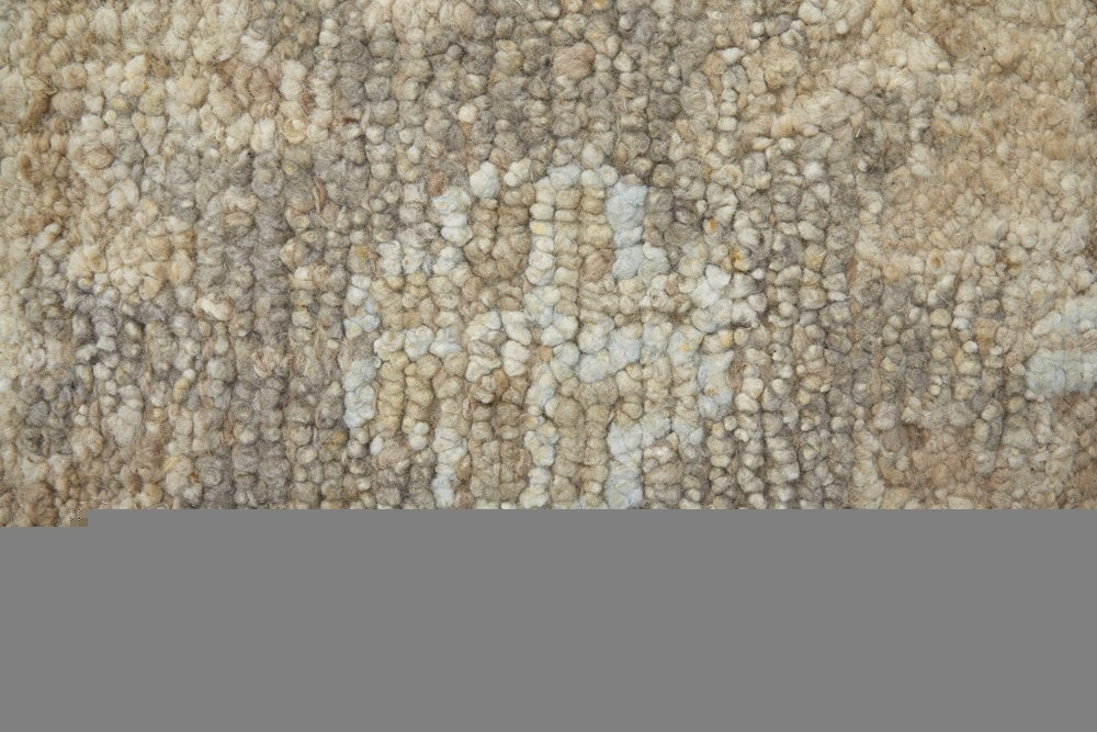 9' X 13' Tan and Ivory Wool Floral Hand Knotted Area Rug