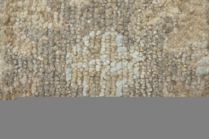 9' X 13' Tan and Ivory Wool Floral Hand Knotted Area Rug