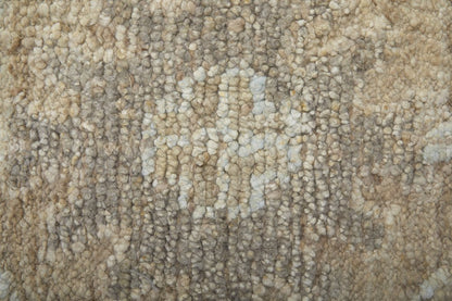 9' X 13' Tan and Ivory Wool Floral Hand Knotted Area Rug