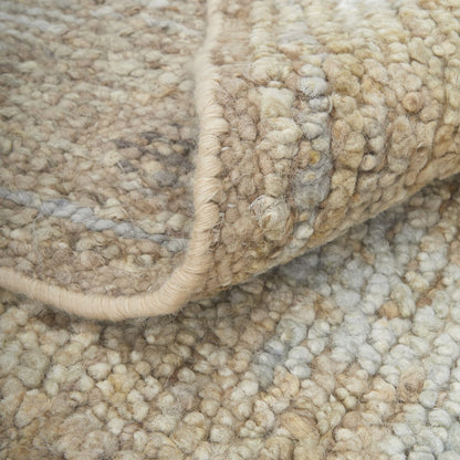 9' X 13' Tan and Ivory Wool Floral Hand Knotted Area Rug