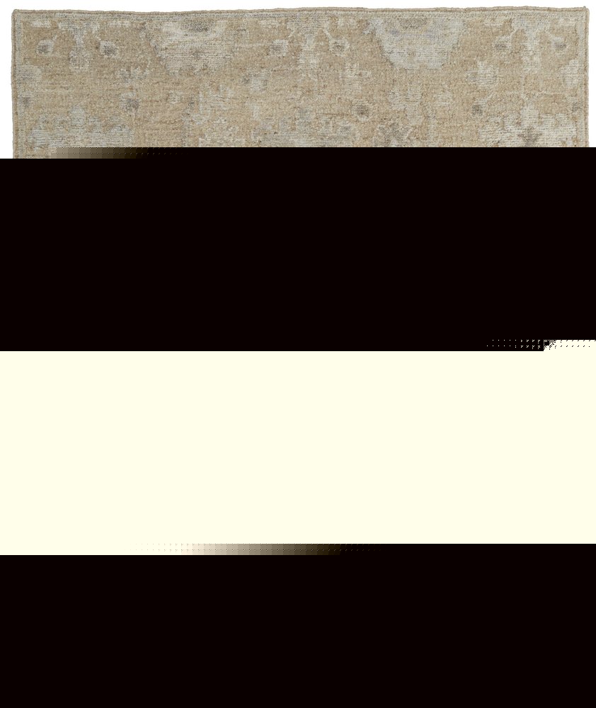 9' X 13' Tan and Ivory Wool Floral Hand Knotted Area Rug