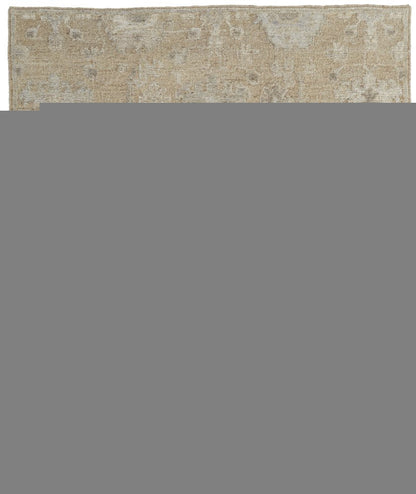 9' X 13' Tan and Ivory Wool Floral Hand Knotted Area Rug