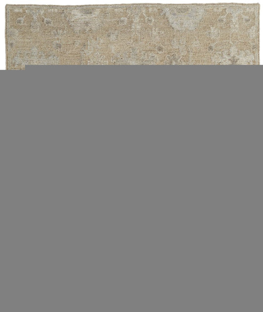 9' X 13' Tan and Ivory Wool Floral Hand Knotted Area Rug