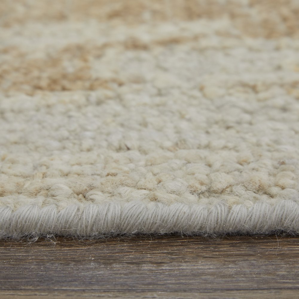 9' X 13' Tan and Gray Wool Floral Hand Knotted Area Rug