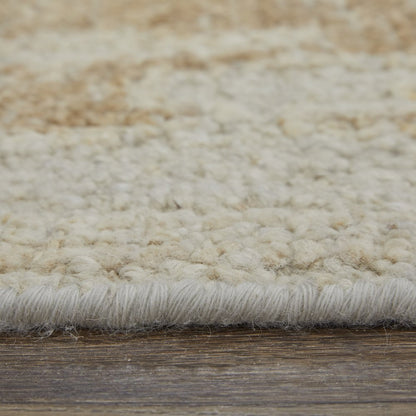 9' X 13' Tan and Gray Wool Floral Hand Knotted Area Rug