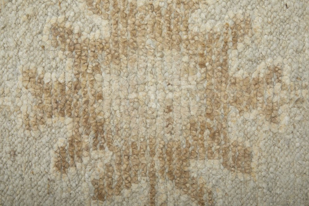 9' X 13' Tan and Gray Wool Floral Hand Knotted Area Rug