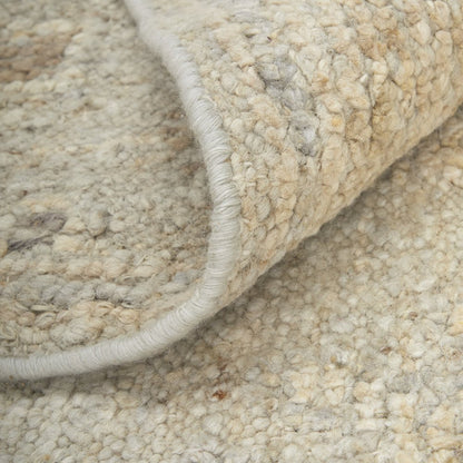 9' X 13' Tan and Gray Wool Floral Hand Knotted Area Rug