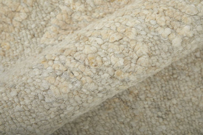 9' X 13' Tan and Gray Wool Floral Hand Knotted Area Rug