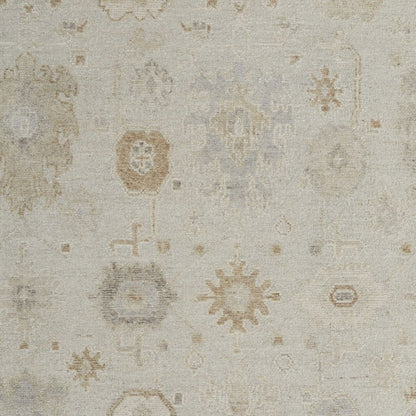 9' X 13' Tan and Gray Wool Floral Hand Knotted Area Rug