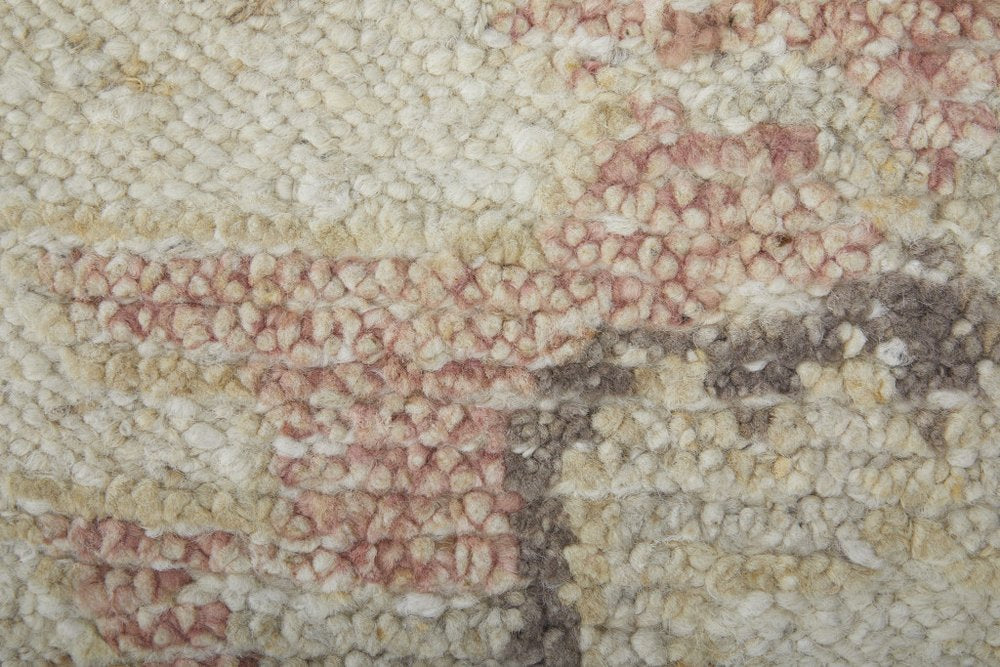 8' X 12' Ivory Tan and Gray Wool Floral Hand Knotted Area Rug