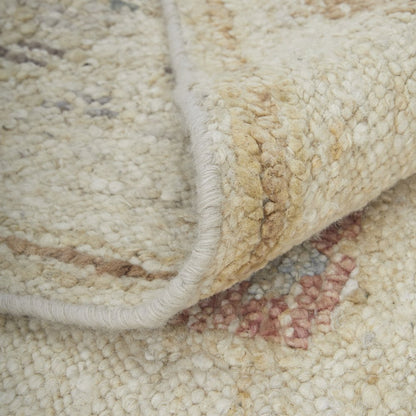 8' X 12' Ivory Tan and Gray Wool Floral Hand Knotted Area Rug