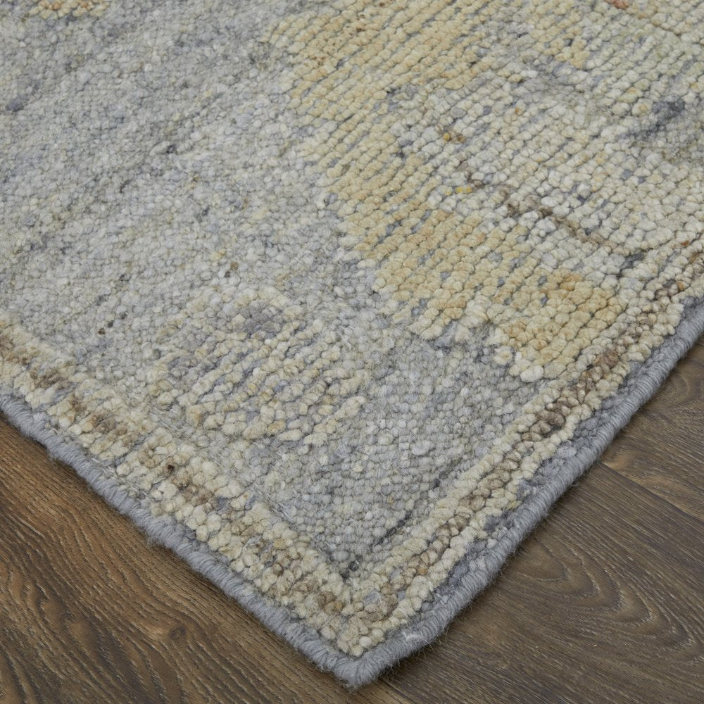 9' X 13' Gray and Blue Wool Floral Hand Knotted Area Rug