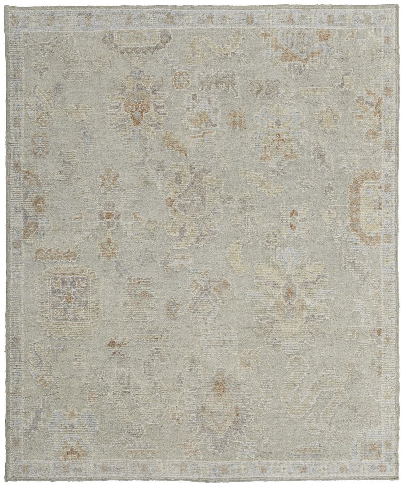 8' X 12' Gray and Brown Wool Floral Hand Knotted Area Rug