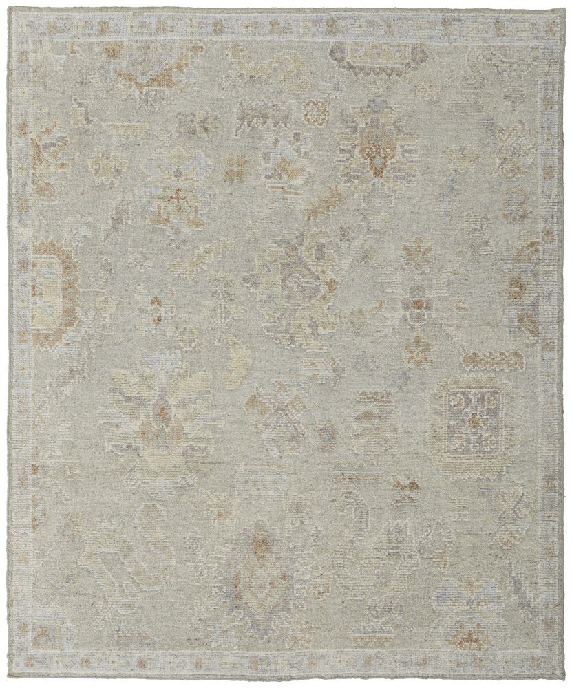 8' X 12' Gray and Brown Wool Floral Hand Knotted Area Rug